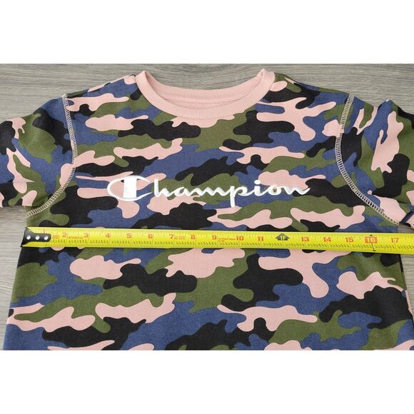 Champion Junior Women's M Camouflage Pink Green Black Blue Crewneck Sweatshirt‎ - Picture 11 of 12